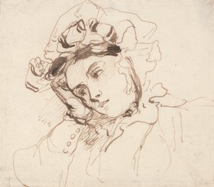 Tanulmány egy nőről a fejével a kezére alkotó: Richard Parkes Bonington