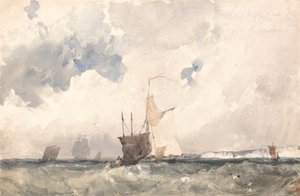 Hajók a hullámzó tengerben alkotó: Richard Parkes Bonington