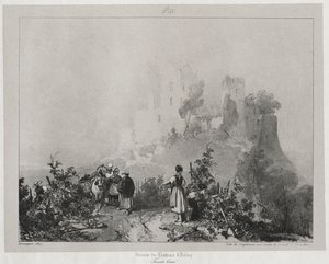 Festői és romantikus utazások az ókori Franciaországban, Franche-Comté: Arlay várának romjai alkotó: Richard Parkes Bonington