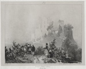 Festői és romantikus utazások az ókori Franciaországban, Franche-Comté: Arlay várának romjai alkotó: Richard Parkes Bonington