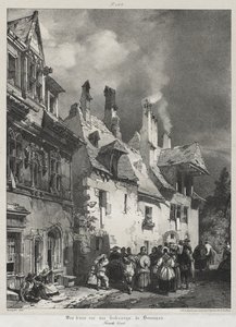 Festői és romantikus utazások az ókori Franciaországban, Franche-Comté: Kilátás egy utcára Besançon külvárosában alkotó: Richard Parkes Bonington