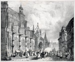 Festői és romantikus utazások az ókori Franciaországban, Normandiában: Szent Gervais és Szent Protais templom Gisorsban alkotó: Richard Parkes Bonington