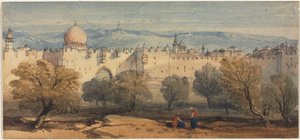 Szent István kapu, Jeruzsálem, c. 1860. alkotó: Richard Principal Leitch