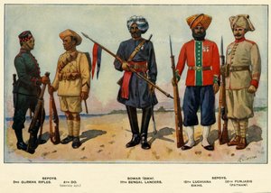 Az indiai hadsereg típusai, 1919. alkotó: Richard Simkin
