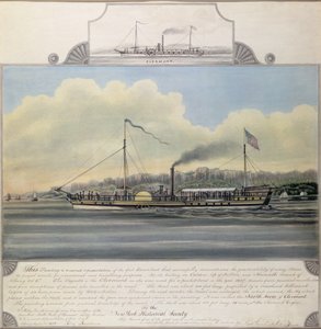 Hudson River Steamboat „Clermont”, 1858 (wc papíron, vászonra rögzítve) alkotó: Richard Varick De Witt