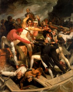Nelson összeütközésben egy spanyol hajóval, 1797 júliusában alkotó: Richard Westall