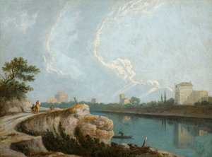 A Tiberis partja, Róma (olaj, vászon) alkotó: Richard Wilson