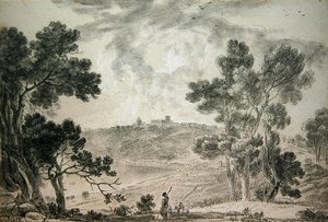 Castel Gandolfo (fekete kréta papíron) alkotó: Richard Wilson