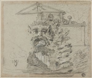Az "Il Mascherone", egy Rocaille-kút a Villa Borghese parkjában alkotó: Richard Wilson