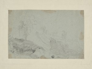 Sziklás táj álló alakkal alkotó: Richard Wilson