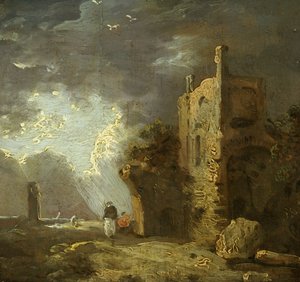Romos torony ábrával, 1770-79 körül (olaj, vászon) alkotó: Richard Wilson