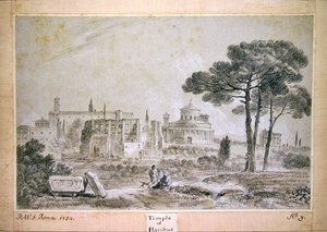 Bacchus temploma (ceruza és mosás papíron) alkotó: Richard Wilson