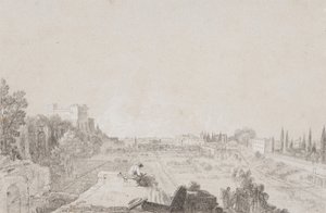 A Flóra Cirkusza, Roma (ceruza fehér kiemeléssel a papíron) alkotó: Richard Wilson