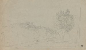 Kilátás a Wilson-házra és a kertekre (recto); Kilátás a Wilson-házra és a kertekre (fordítva) alkotó: Richard Wilson