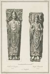 Lichfield katedrális – Walter de Langton és Hugh de Patteshull képmásai: metszet, nd [1748-1817] (nyomtatás) alkotó: Richard Woollett Basire