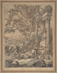 Silvio közeledik Dorindához, akit nyíllal megsebesített..., kb. 1700.