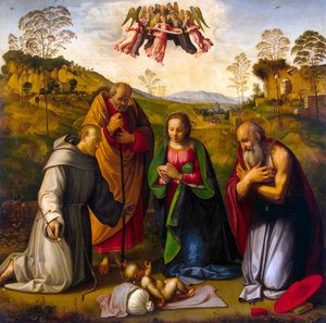 Szűzanya gyermekével és Szent Ferenc és Jeromos”, 1510-es évek.