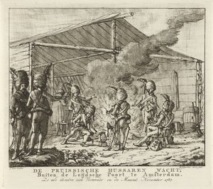 A porosz huszárok az amszterdami Leidse Poortban várakoznak, 1787 A porosz huszárok várnak, Amszterdam Leijdsche Poortján kívül (...) (cím a tárgyon)