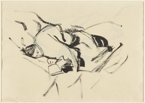 Fekvő nő, párnában, könyvvel alkotó: Rik Wouters