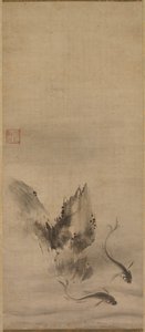 Hal és szikla, hal és hínár, 16. század. alkotó: Rinkyo