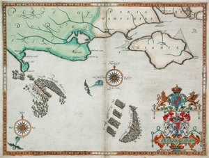 Az angol és a spanyol flotta Portland Bill és a Wight-sziget között 1588. augusztus 2-3-án.