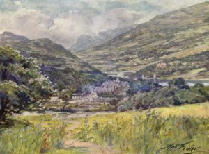 Boddnant Hall, Conway Valley (színes litográfia) alkotó: Robert (after) Fowler