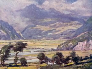 Snowdon a Traeth Mawrtól (színes litho) alkotó: Robert (after) Fowler