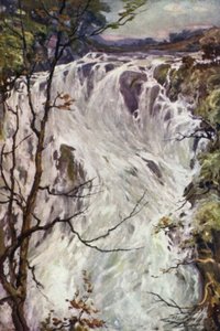 Swallow Falls, Bettws-y-Coed (színes litho) alkotó: Robert (after) Fowler