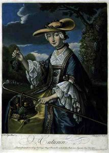 Autumn, metszette C. Corbutt (Richard Purcell) (fl.1746-66), pub. Robert Sayer, 1760 körül (mezzotinta metszet) (lásd még: 125559-61) alkotó: Robert (after) Pyle