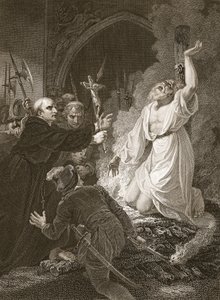Cranmer érsek vértanúsága, W. Bromley metszete, illusztráció David Hume 