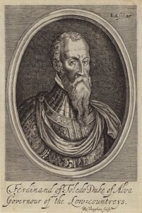 Fernando Alvarez de Toledo, Alba 3. hercege, spanyol tábornok és Spanyol Hollandia kormányzója (metszet) alkotó: Robert (after) Vaughan