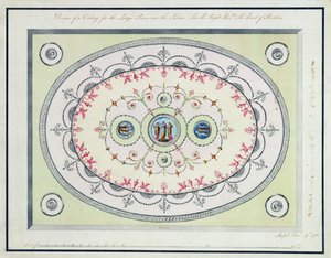 Mennyezettervezés a Headfort House Ladies Room-ban, 1772 (wc, toll és tinta grafit felett, fektetett papíron) alkotó: Robert Adam