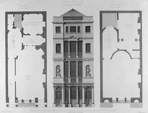 A brit kávéház emeletének metszete, Robert Blyth metszete, 1778 alkotó: Robert Adam