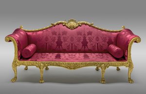 Az 1764-ben üzembe helyezett Dundas kanapé 1765-ben készült (aranyozott fenyő és bükk, későbbi selyemkárpitozással) alkotó: Robert Adam