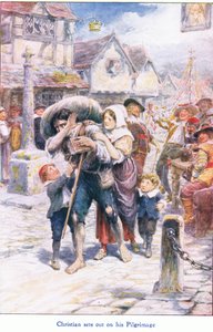 Christian elindul zarándokútjára, a John F Shaw & Co által kiadott The Pilgrims Progress című könyvéből, az 1900-as évek körül (színes litó) alkotó: Robert Ambrose Dudley