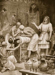 A halottak balzsamozása, illusztráció a „Hutchinsons History of the Nations”-ből, 1910 körül (litho) alkotó: Robert Ambrose Dudley
