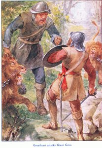 Great Heart infarkts Giant Grim, a The Pilgrims Progressből, amelyet John F Shaw & Co adott ki, 1900 körül (színes litó) alkotó: Robert Ambrose Dudley