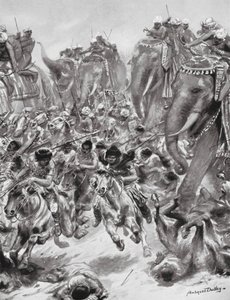 Az efthaliták vagy fehér hunok veresége, Kr. u. 528 (litográfia) alkotó: Robert Ambrose Dudley
