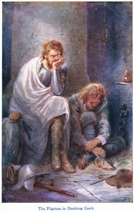 The Pilgrims in Doubting Castle, a The Pilgrims Progress-ből, amelyet John F Shaw & Co adott ki, 1900-as évek körül (színes litó) alkotó: Robert Ambrose Dudley