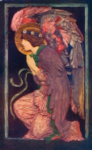 Angyal imádó, Robert Anning Bell színes gipszdomborműve, c1901 1901-1902. alkotó: Robert Anning Bell