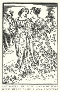 Nézze meg, hová megy szerelmem, a-maying, édes Flora sporting (litho) nővel alkotó: Robert Anning Bell