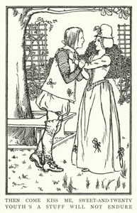 Akkor gyere, csókolj meg, édes-húszas, a fiatalság nem bírja ki (litho) alkotó: Robert Anning Bell