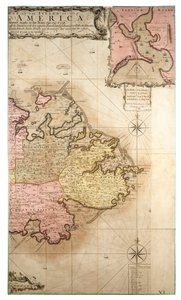Antigua szigetének új és pontos térképe Amerikában, az 1746-1748-as években készült felmérés alapján, 1749 körül (színes metszet). alkotó: Robert Baker
