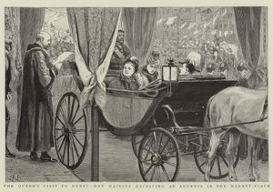 A királynő látogatása Derbyben, őfelsége beszédet kap a piactéren alkotó: Robert Barnes