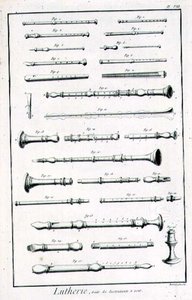 VIII. tábla: Fúvós hangszerek Denis Diderot (1713-84) és Jean le Rond d