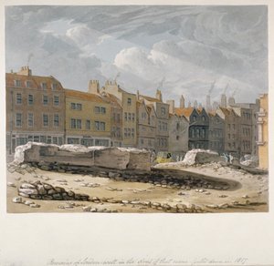 A londoni fal maradványai, amelyeket 1817-ben bontottak le, London City, 1817
