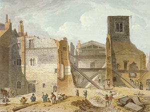 Kilátás a Savoy-palota lebontására, Westminster, London, 1820
