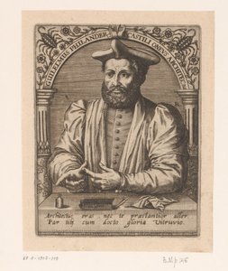 Guillaume Philandrier portréja Guilelmus Philander Castili oneus architectus (cím a tárgyon) Portrésorozat tizenötödik és tizenhatodik századi tudósokról (sorozat címe)