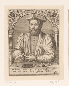 Guillaume Philandrier portréja Guilelmus Philander Castili oneus architectus (cím a tárgyon) Portrésorozat tizenötödik és tizenhatodik századi tudósokról (sorozat címe)