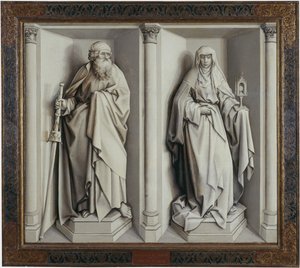 Mária és József házassága. Fordított alkotó: Robert Campin